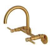 Kingston Brass Concord 8 in. Adjustable Center Wall Mount Kitchen Faucet (KS814) Brushed Brass