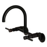 Kingston Brass Concord 8 in. Adjustable Center Wall Mount Kitchen Faucet (KS814) Matte Black