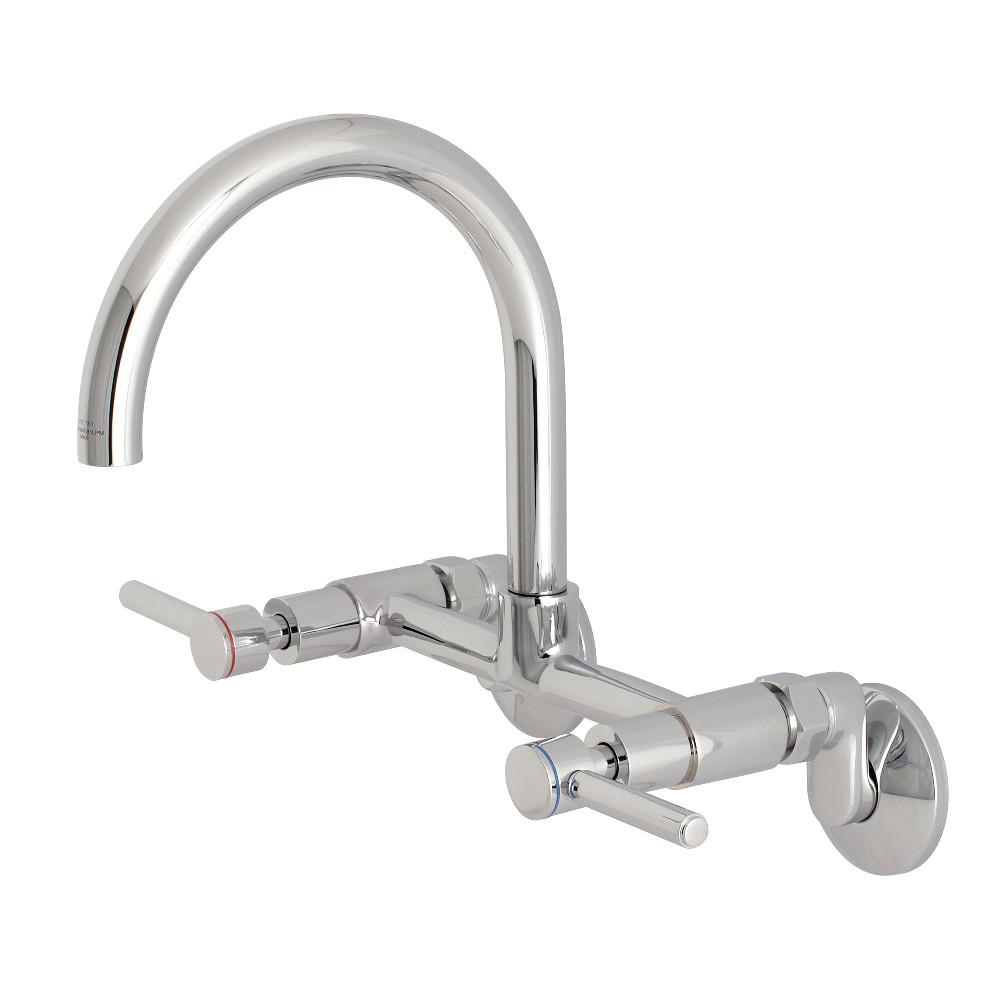Kingston Brass Concord 8 in. Adjustable Center Wall Mount Kitchen Faucet (KS814) Polished Chrome