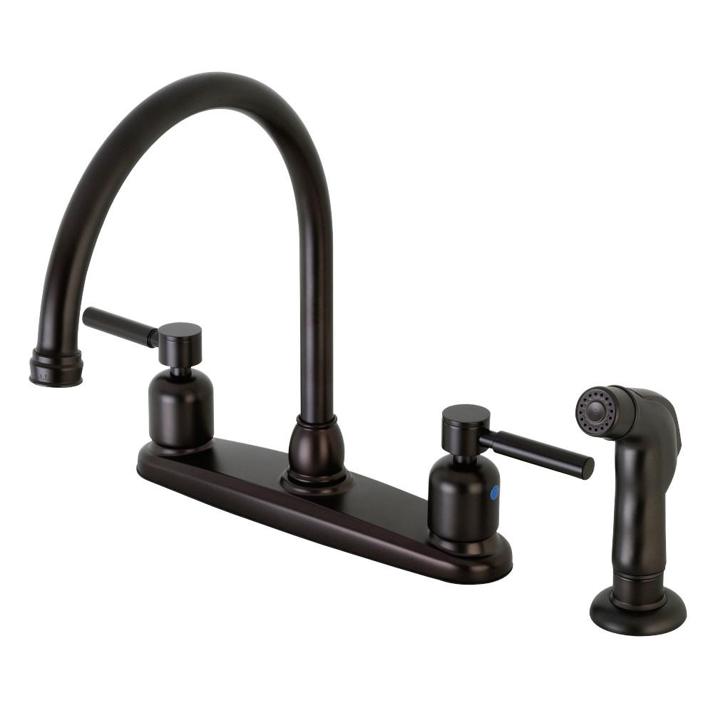 Kingston Brass Concord 8 in. Centerset Kitchen Faucet with Sprayer (FB795DLSP) Oil Rubbed Bronze
