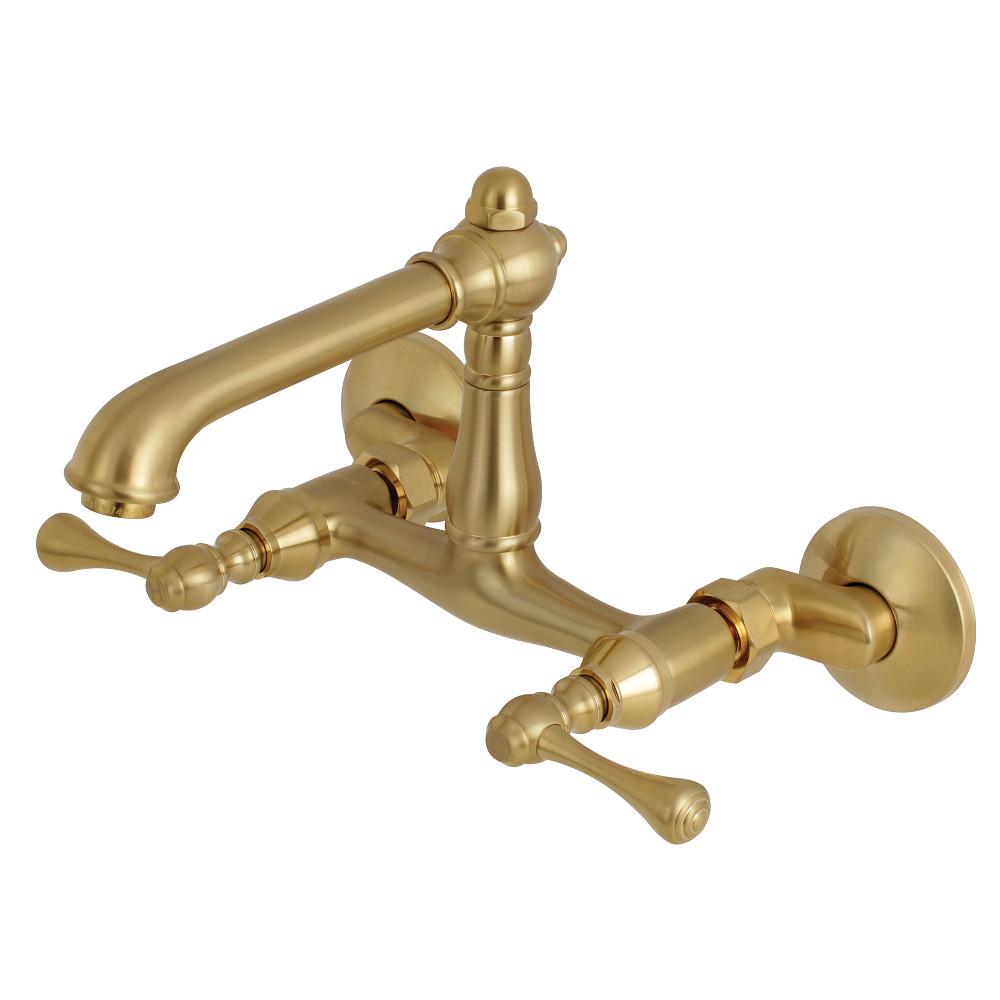 Kingston Brass English Country 6 in.Adjustable Center Wall Mount Kitchen Faucet (KS722-BL) main image.
