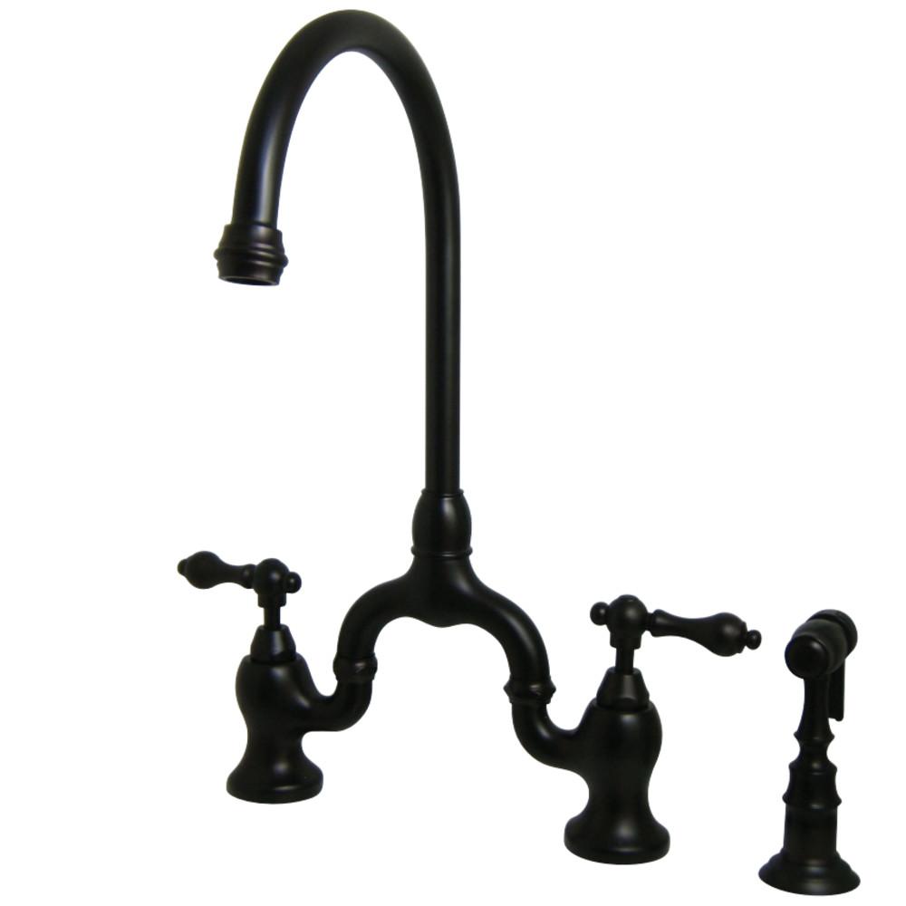Kingston Brass English Country Kitchen Bridge Faucet with Brass Sprayer (KS7795ALBS) Oil Rubbed Bronze