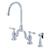 Kingston Brass English Country Kitchen Bridge Faucet with Brass Sprayer (KS7791ALBS) Polished Chrome