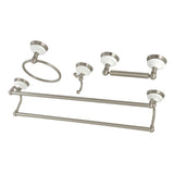 Kingston Brass Victorian 4-Pieces Dual Towel Bar Bathroom Hardware Set Brushed Nickel