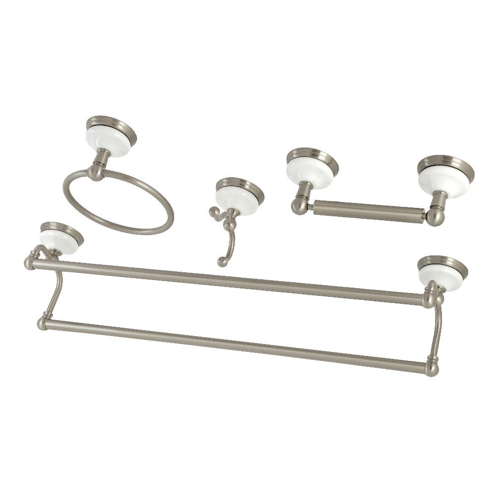 Kingston Brass Victorian 4-Pieces Dual Towel Bar Bathroom Hardware Set Brushed Nickel