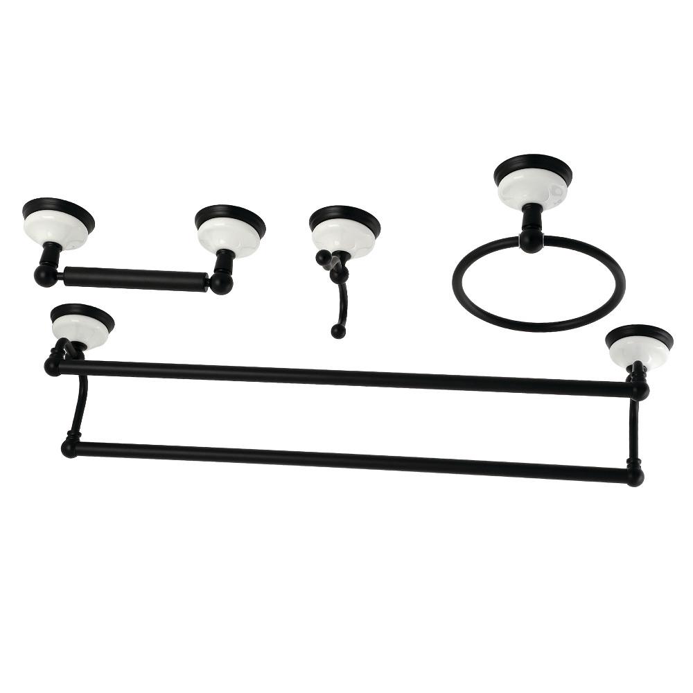 Kingston Brass Victorian 4-Pieces Dual Towel Bar Bathroom Hardware Set Matte Black