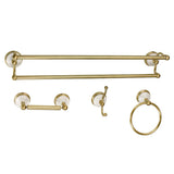 Kingston Brass Victorian 4-Pieces Dual Towel Bar Bathroom Hardware Set Brushed Brass