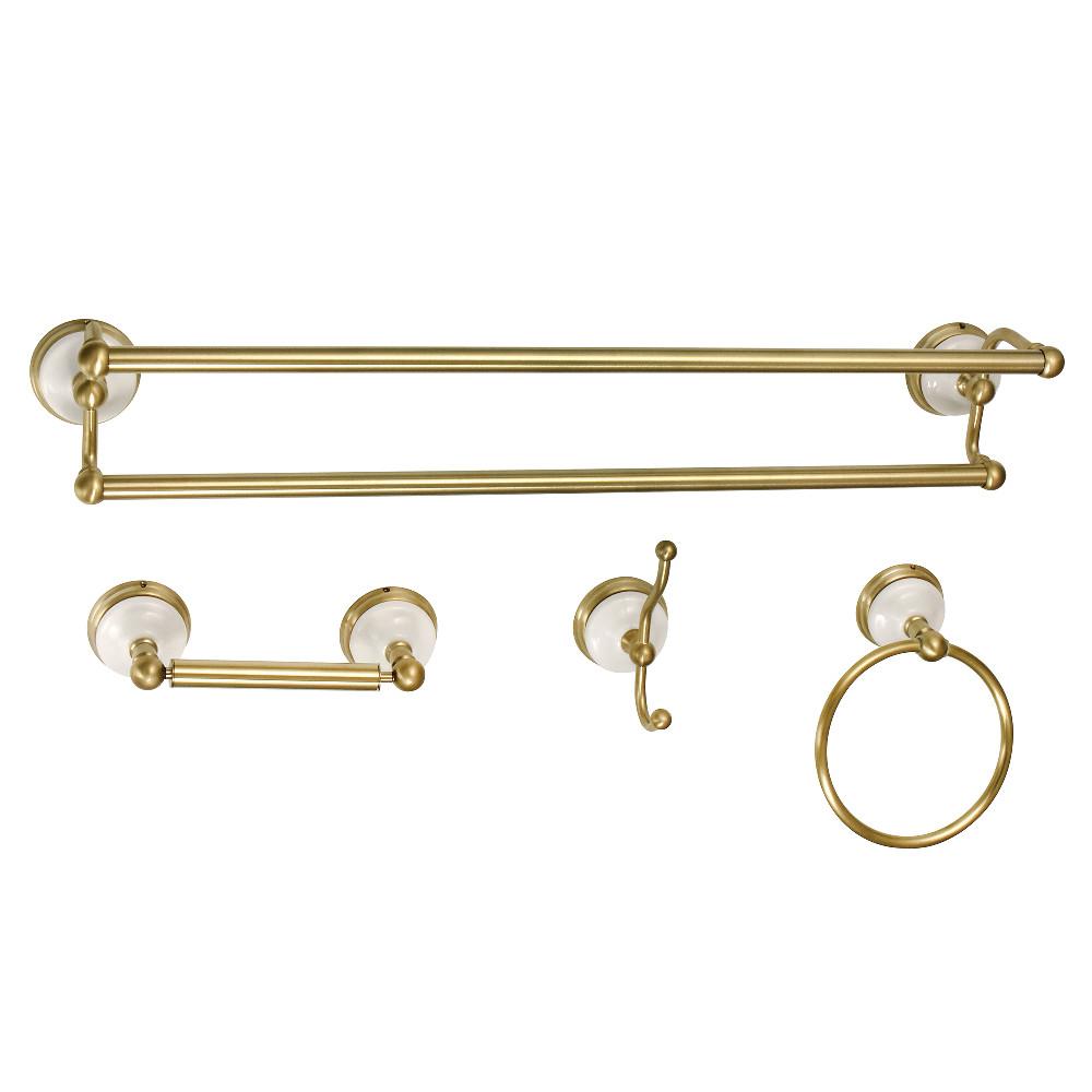 Kingston Brass Victorian 4-Pieces Dual Towel Bar Bathroom Hardware Set Brushed Brass