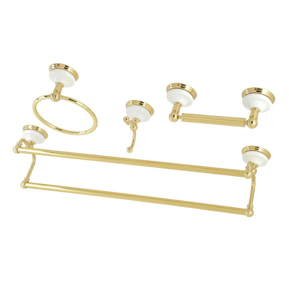 Kingston Brass Victorian 4-Pieces Dual Towel Bar Bathroom Hardware Set Polished Brass