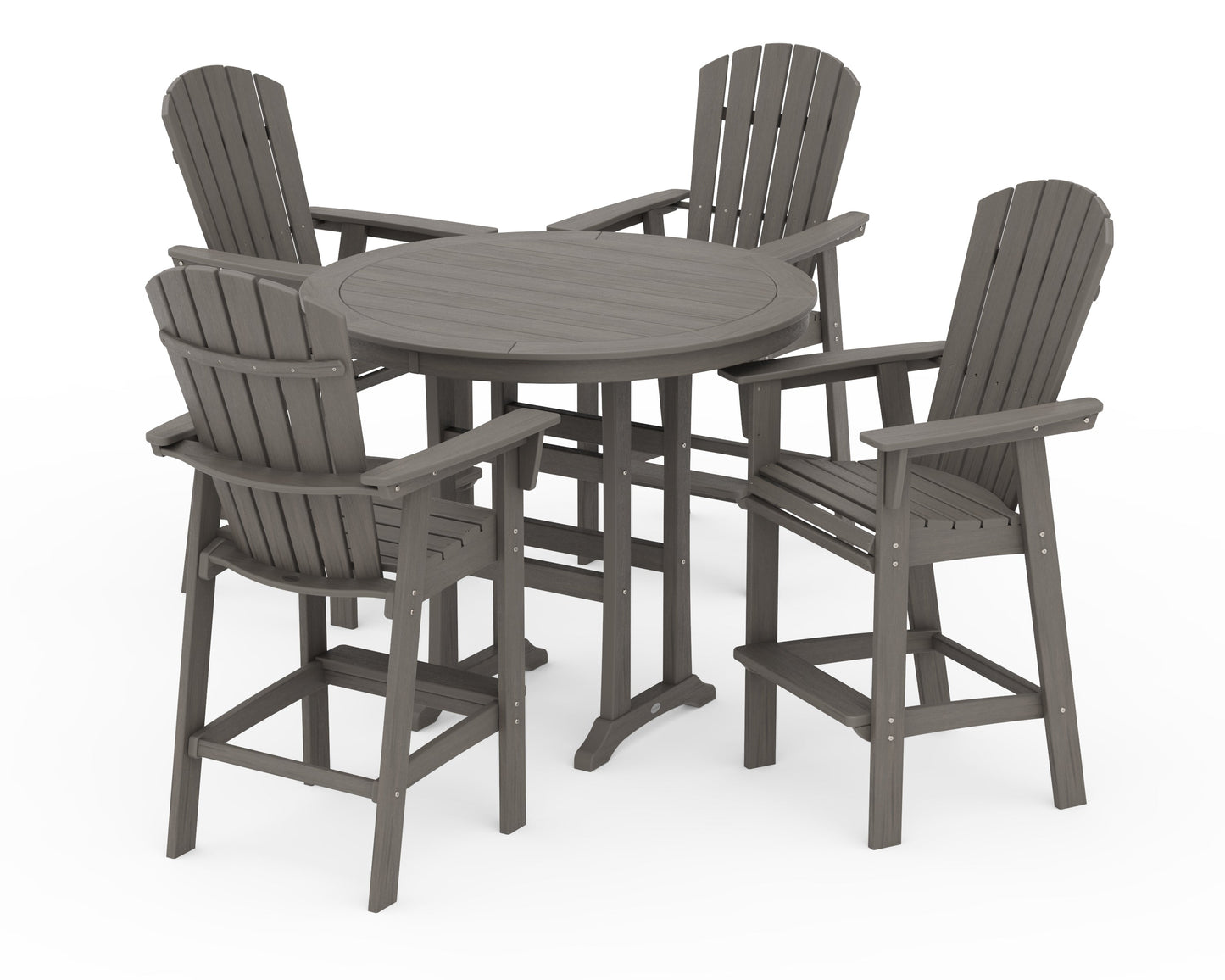 Nautical Curveback Adirondack 5-Piece Round Trestle Bar Set