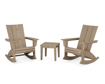 Modern Curveback 3-Piece Adirondack Rocking Chair Set