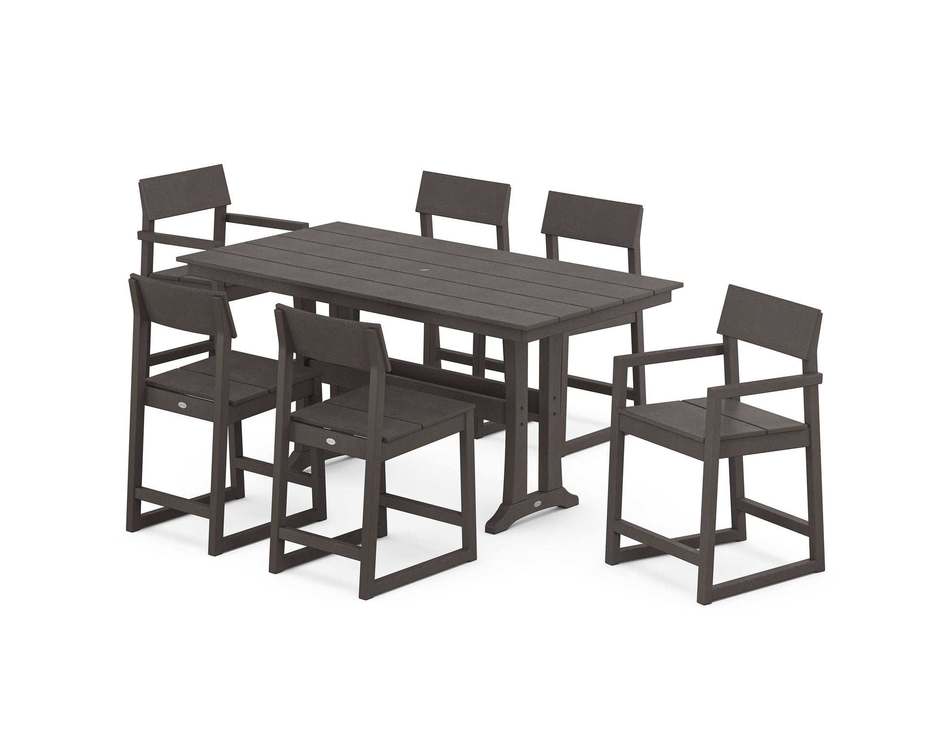 EDGE 7-Piece Farmhouse Counter Set with Trestle Legs