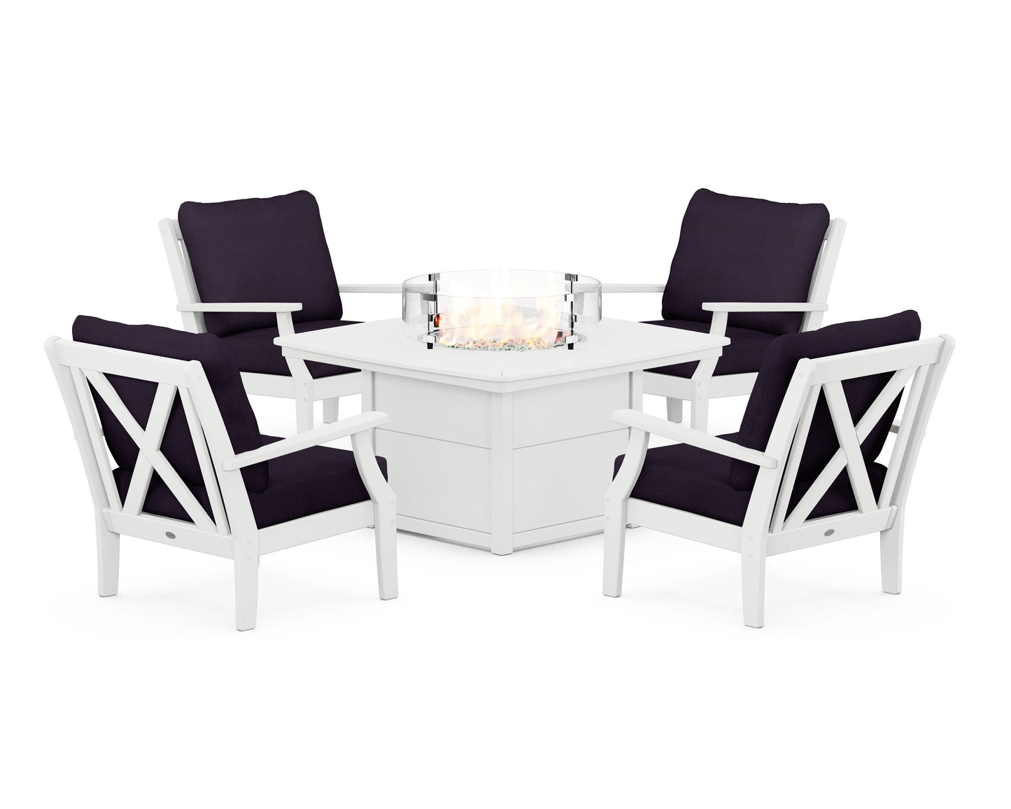 Braxton 5-Piece Deep Seating Conversation Set with Fire Pit Table