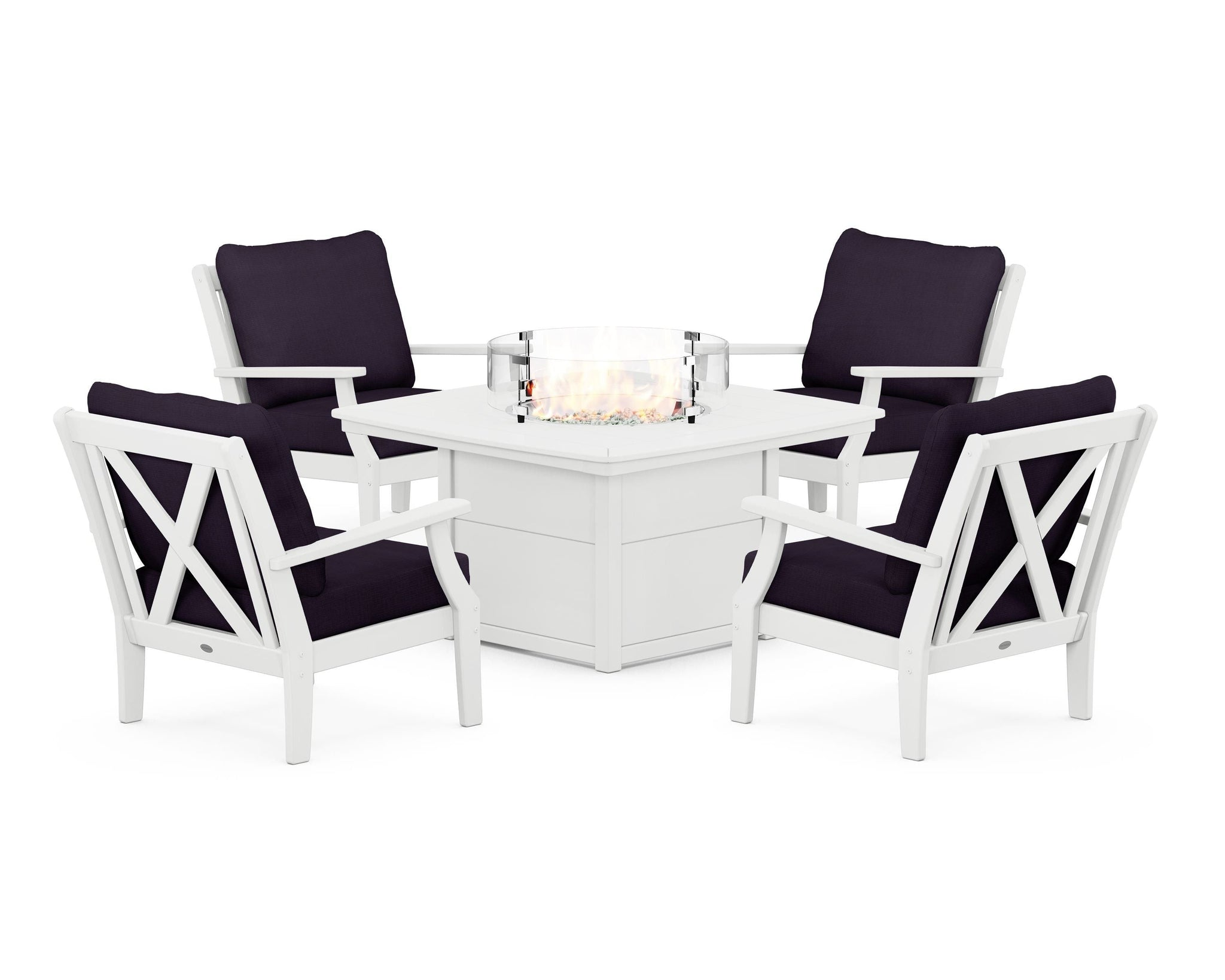Braxton 5-Piece Deep Seating Conversation Set with Fire Pit Table