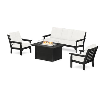 Vineyard Deep Seating Fire Pit Table Set