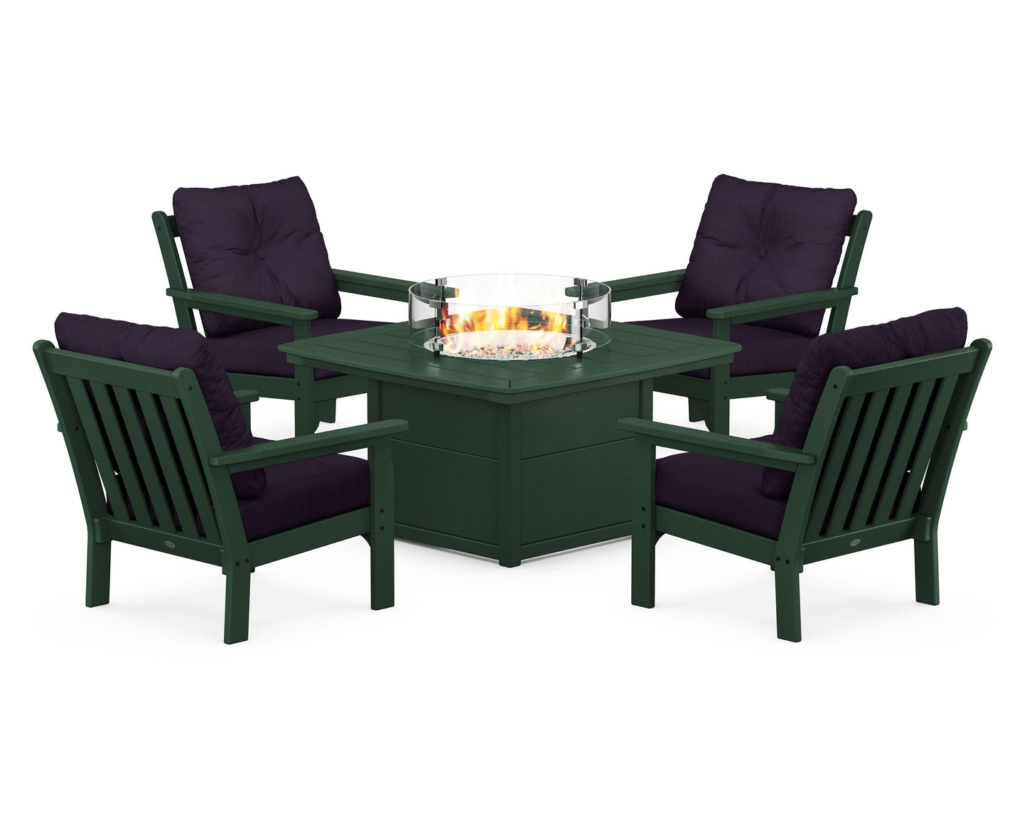 Vineyard 5-Piece Conversation Set with Fire Pit Table
