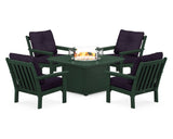 Vineyard 5-Piece Conversation Set with Fire Pit Table