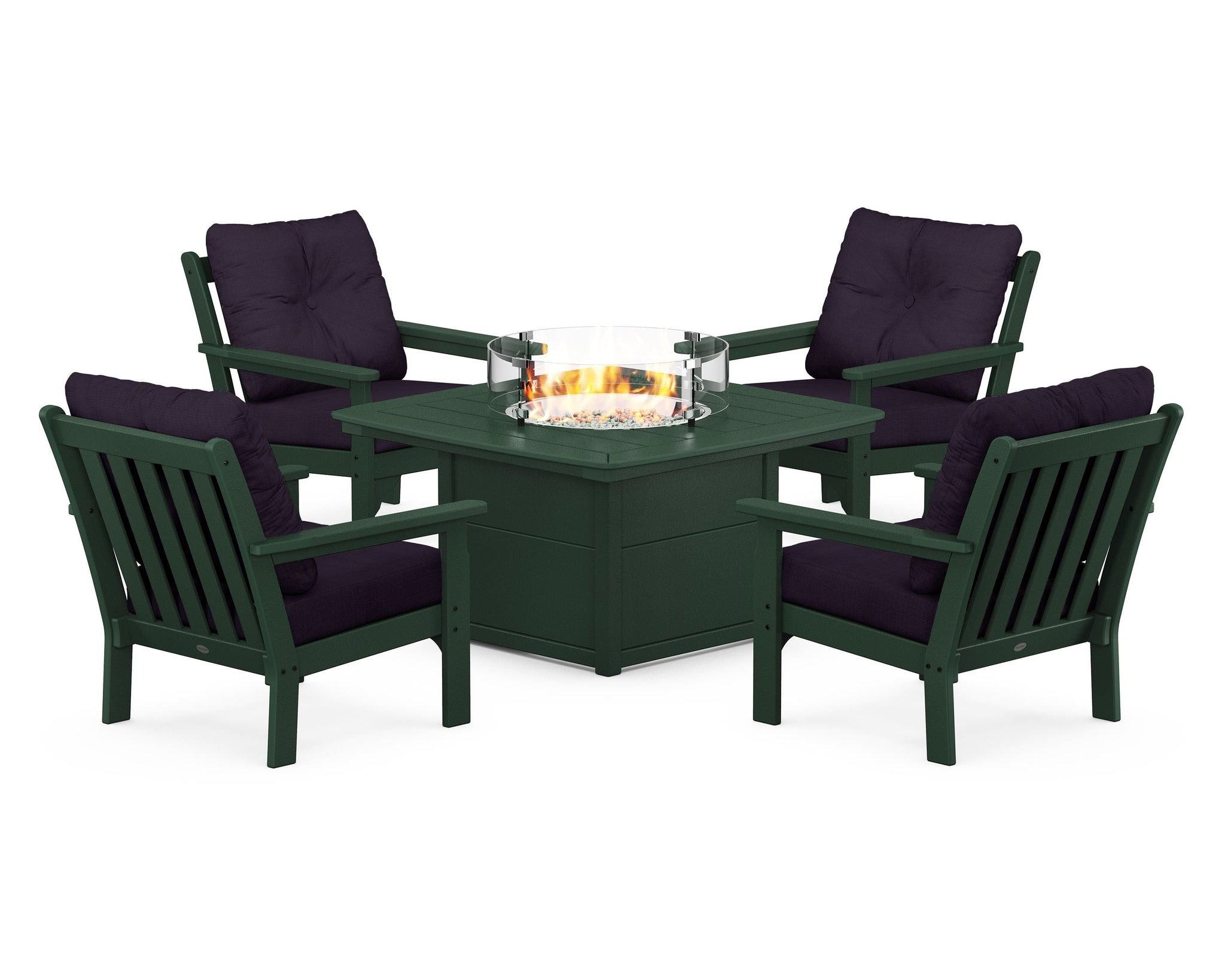 Vineyard 5-Piece Conversation Set with Fire Pit Table