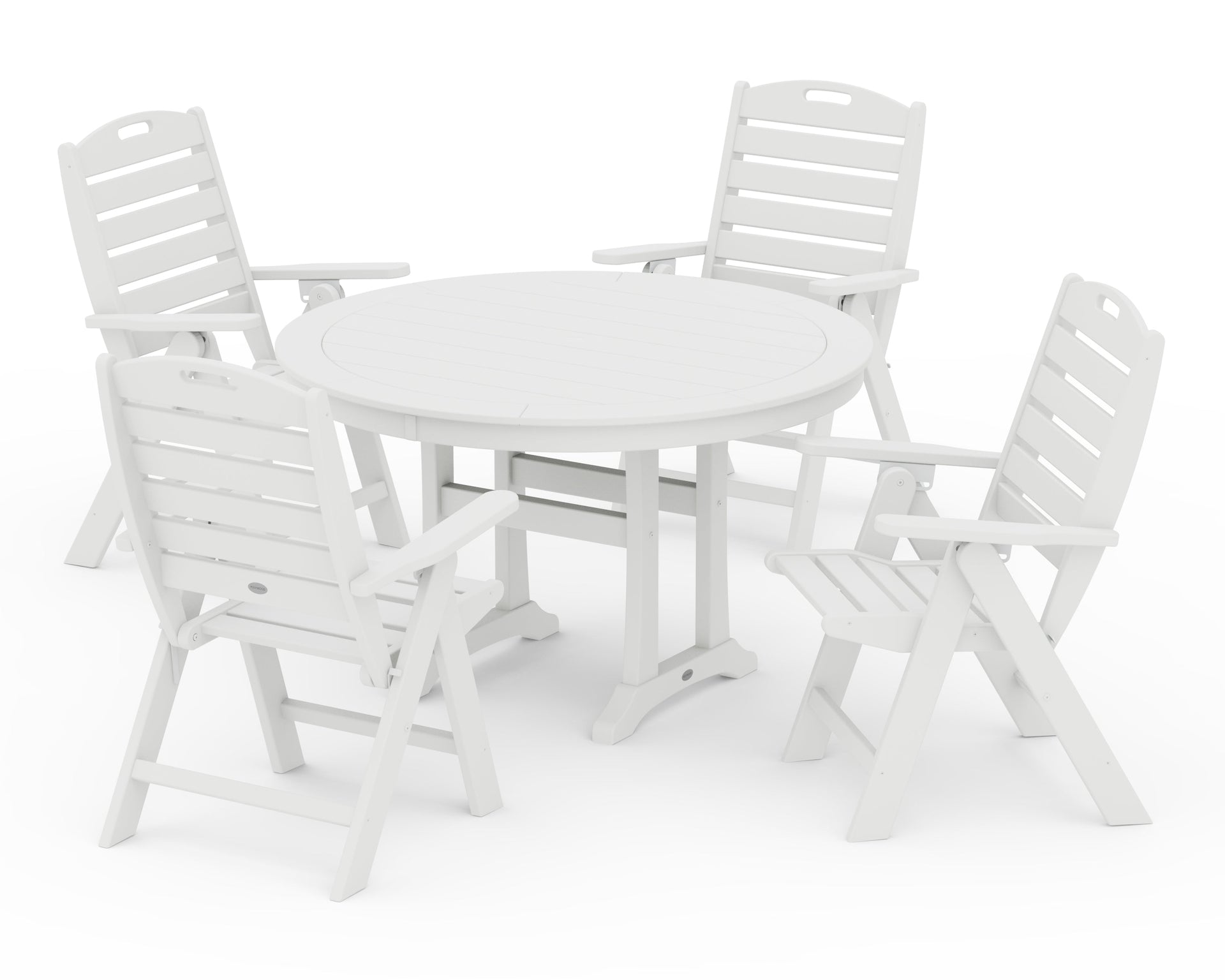 Nautical Highback Chair 5-Piece Round Dining Set with Trestle Legs