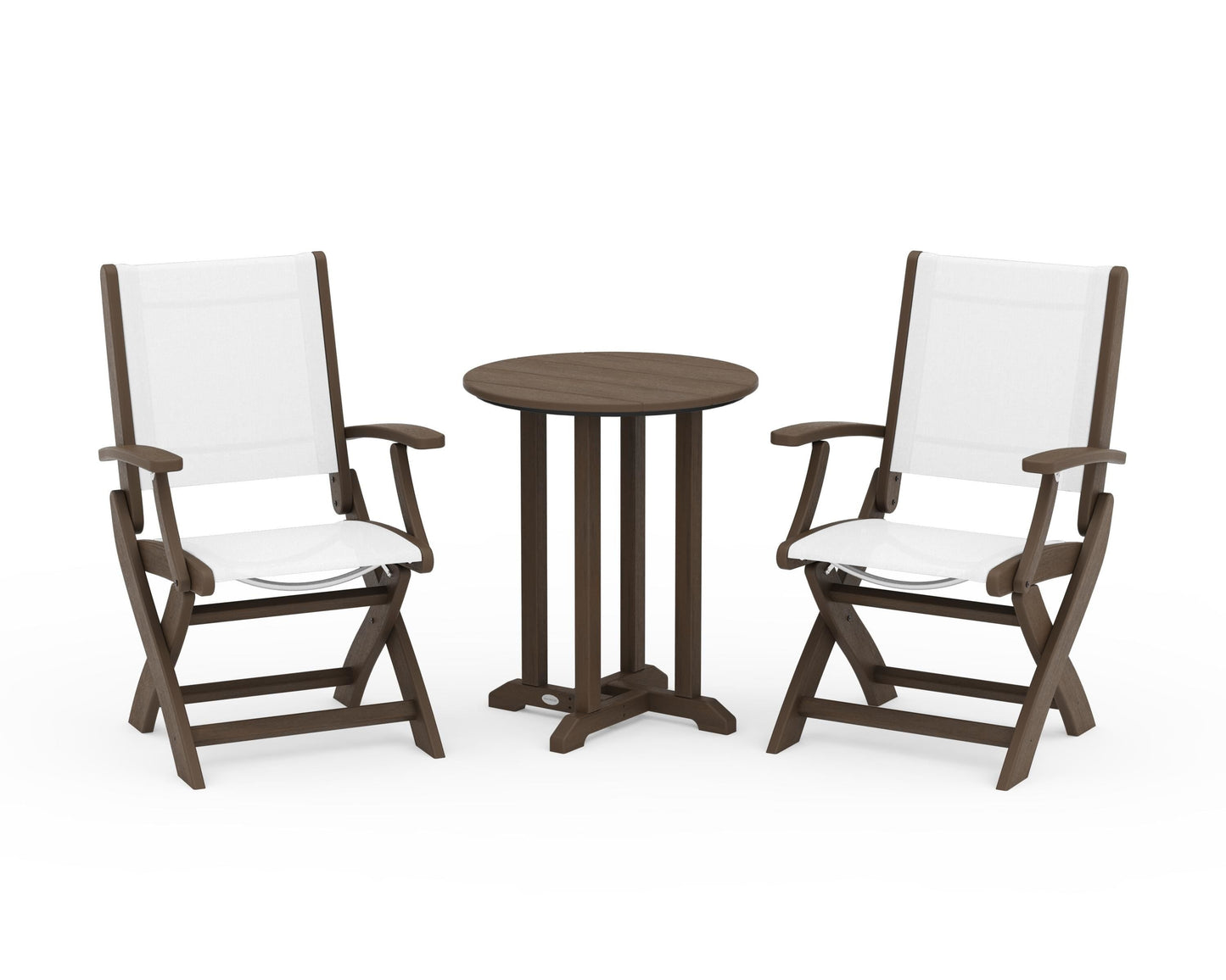 Coastal Folding 3-Piece Round Bistro Dining Set