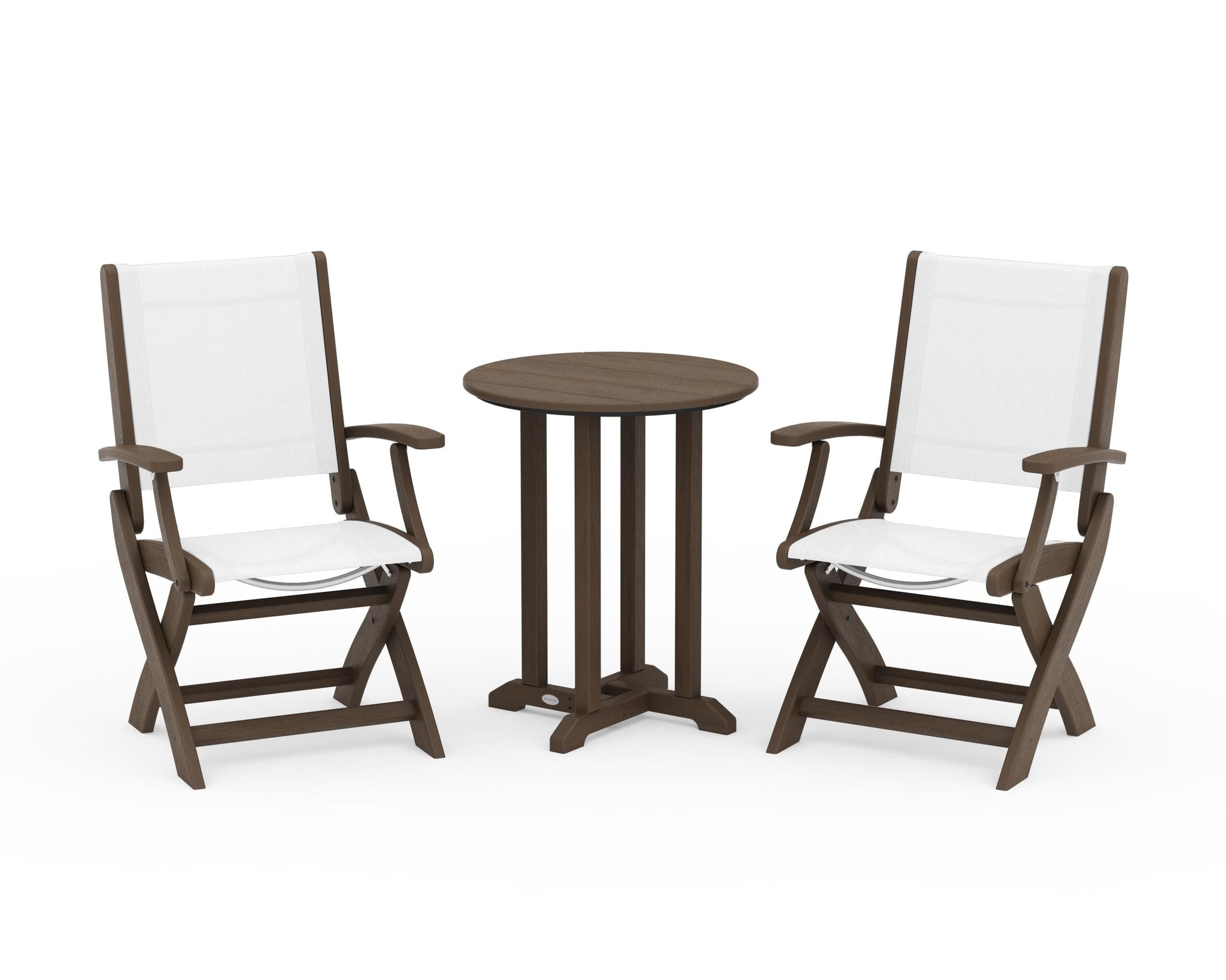 Coastal Folding 3-Piece Round Bistro Dining Set