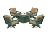 Vineyard 5-Piece Deep Seating Swivel Conversation Set with Fire Pit Table