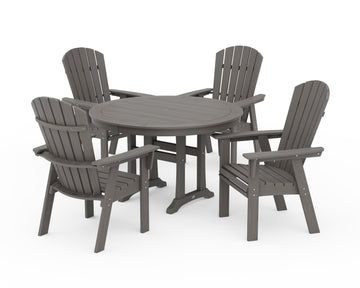 Nautical Curveback Adirondack 5-Piece Round Dining Set with Trestle Legs