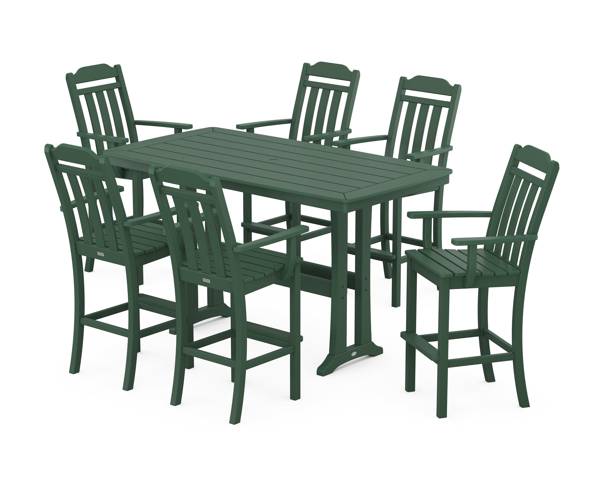 Cottage Arm Chair 7-Piece Bar Set with Trestle Legs