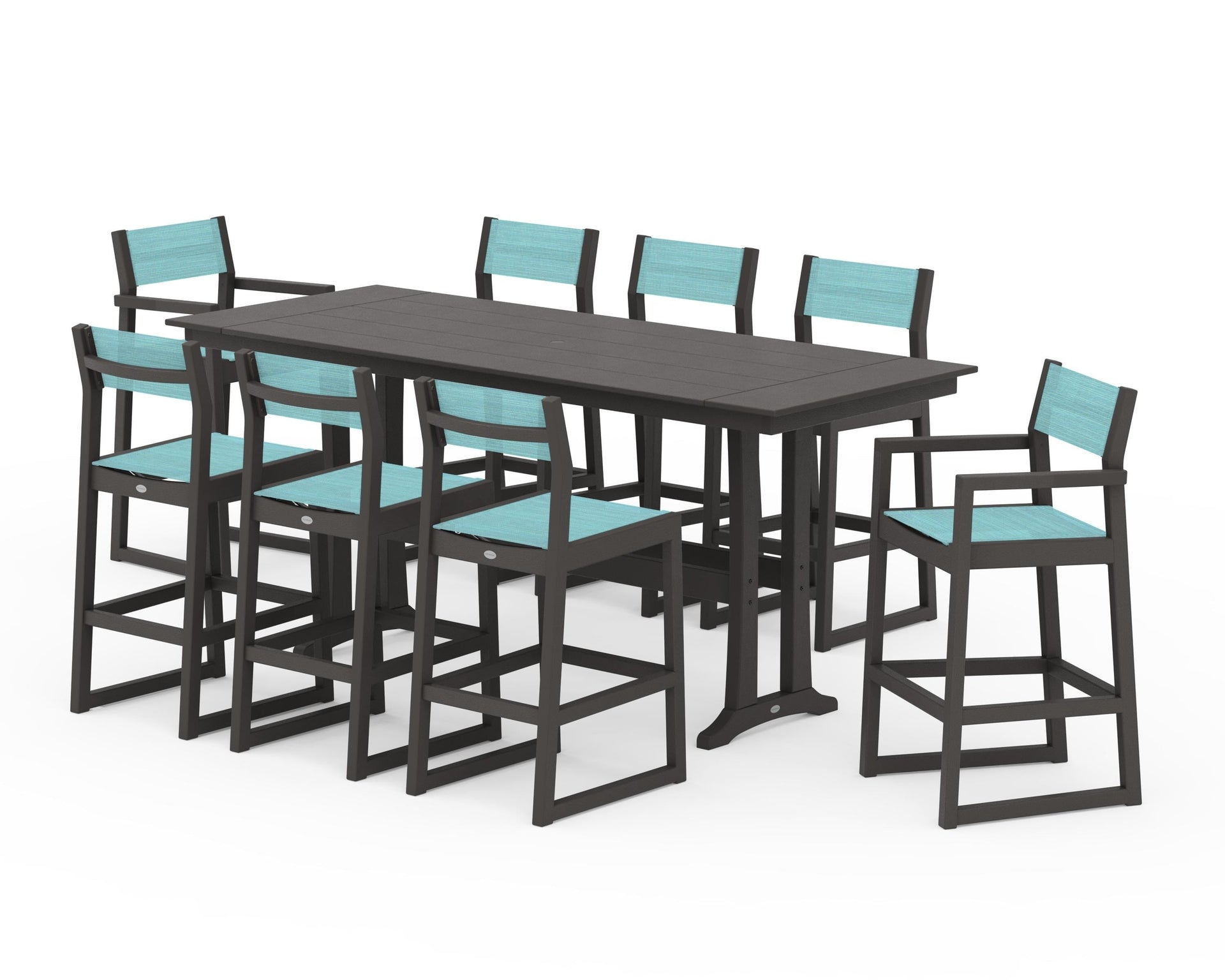 EDGE Sling 9-Piece Farmhouse Bar Set with Trestle Legs