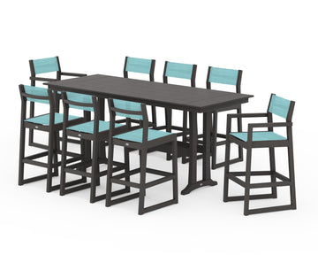 EDGE Sling 9-Piece Farmhouse Bar Set with Trestle Legs