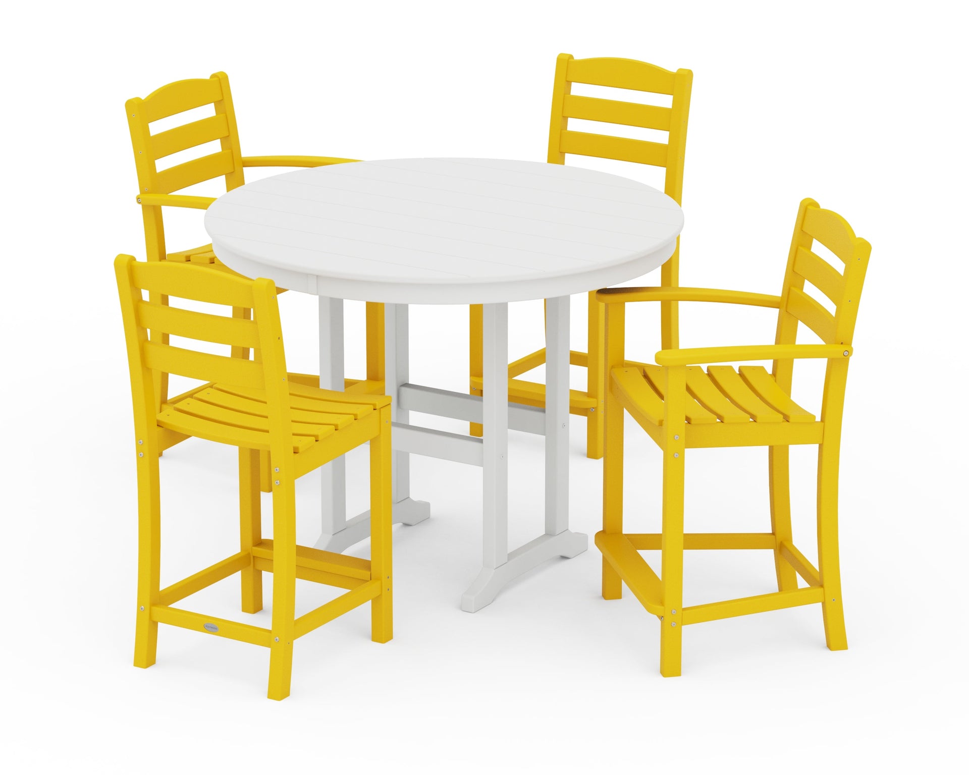 La Casa Café 5-Piece Round Farmhouse Counter Dining Set