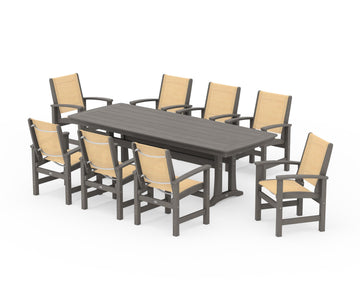 Coastal 9-Piece Dining Set with Trestle Legs