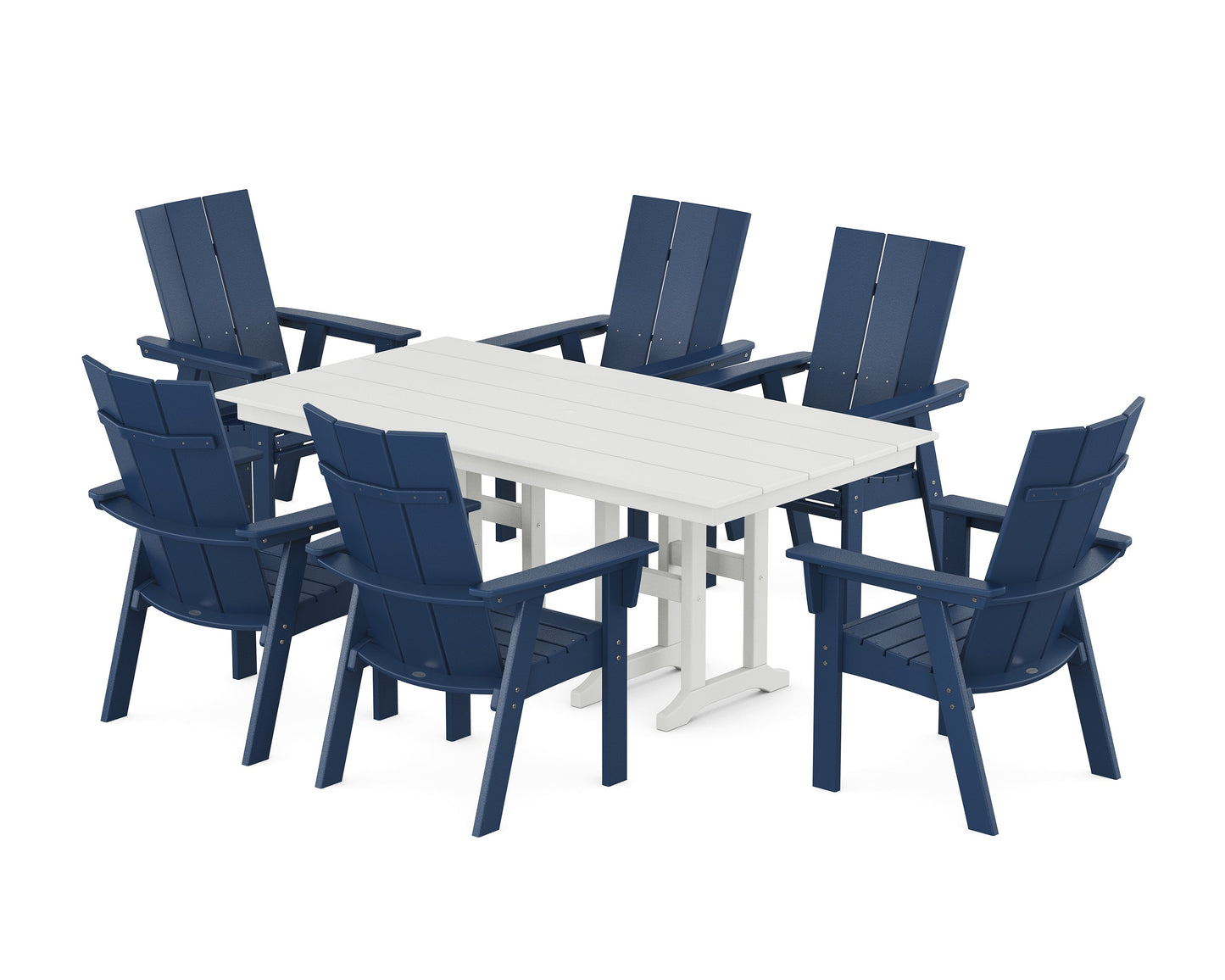 Modern Curveback Adirondack 7-Piece Farmhouse Dining Set