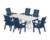Modern Curveback Adirondack 7-Piece Farmhouse Dining Set