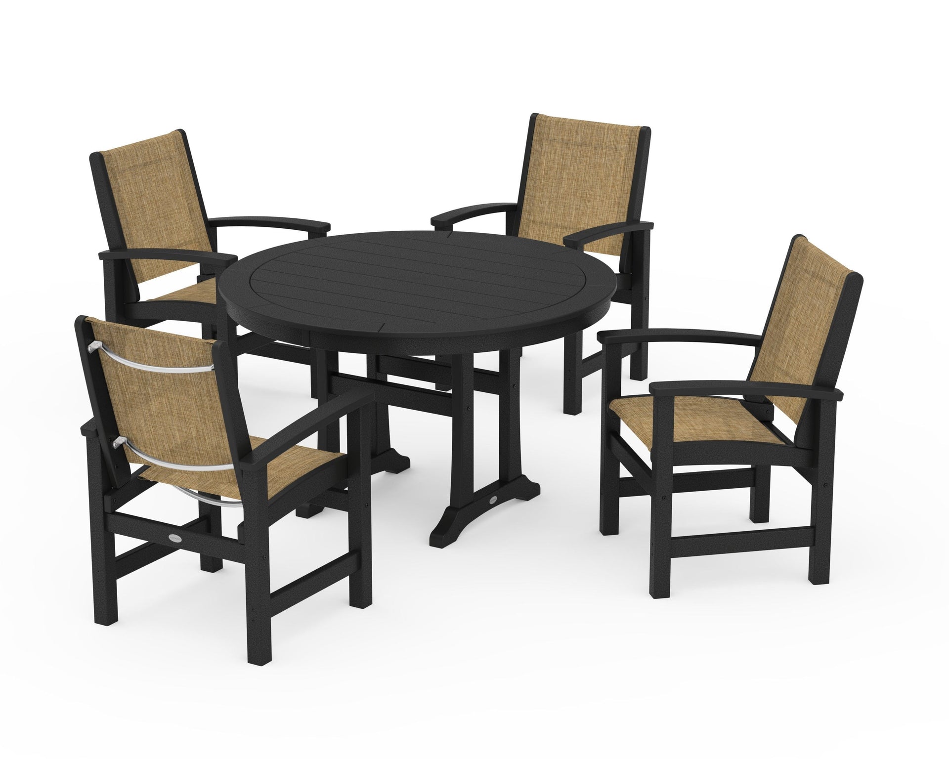 Coastal 5-Piece Round Dining Set with Trestle Legs
