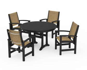Coastal 5-Piece Round Dining Set with Trestle Legs