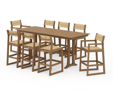 EDGE Sling 9-Piece Farmhouse Bar Set with Trestle Legs