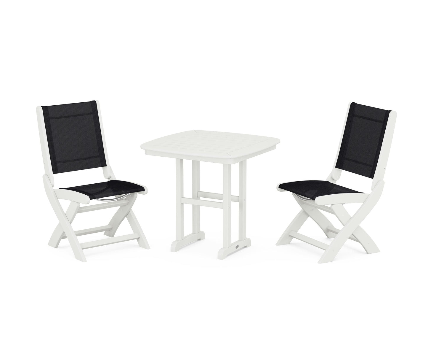 Coastal Folding Side Chair 3-Piece Dining Set