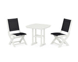 Coastal Folding Side Chair 3-Piece Dining Set