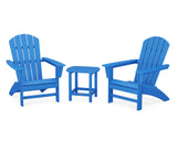Nautical 3-Piece Adirondack Set with South Beach 18" Side Table
