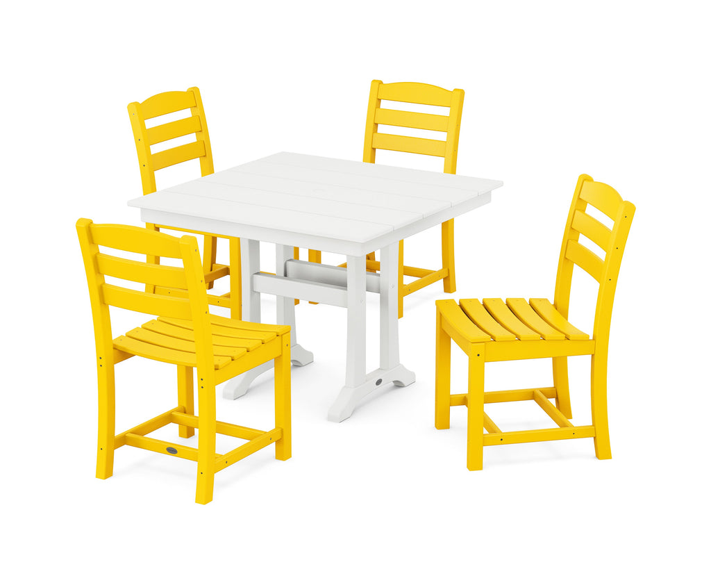 La Casa Café 5-Piece Farmhouse Trestle Side Chair Dining Set