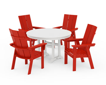 Modern Curveback Adirondack 5-Piece Nautical Trestle Dining Set