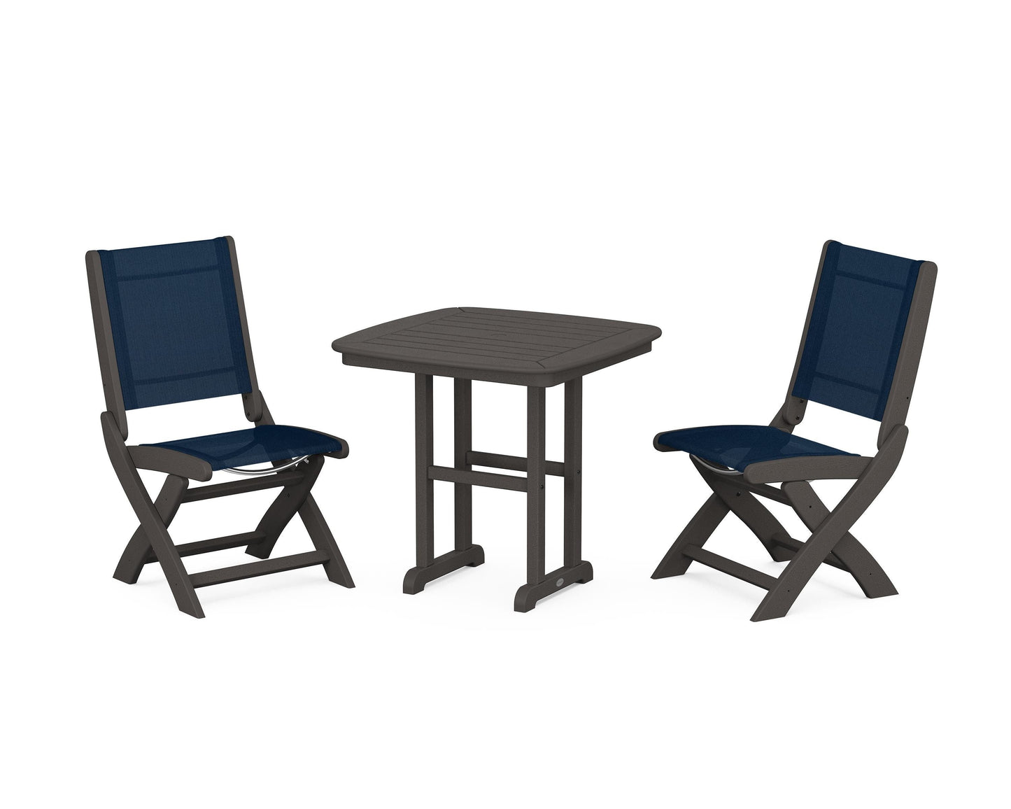 Coastal Folding Side Chair 3-Piece Dining Set