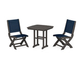 Coastal Folding Side Chair 3-Piece Dining Set