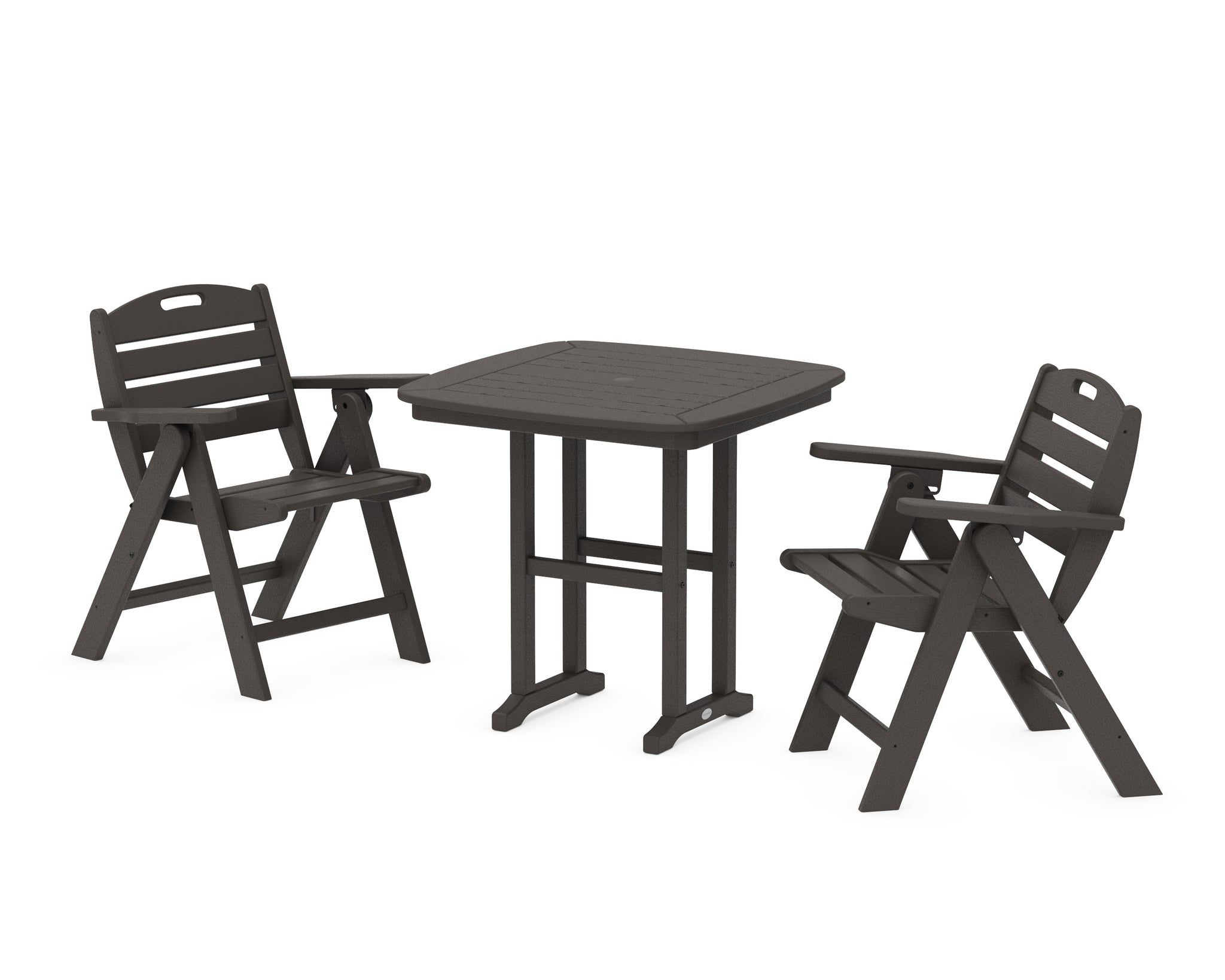 Nautical Folding Lowback Chair 3-Piece Dining Set