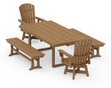Nautical Curveback Adirondack Swivel Chair 5-Piece Dining Set with Benches
