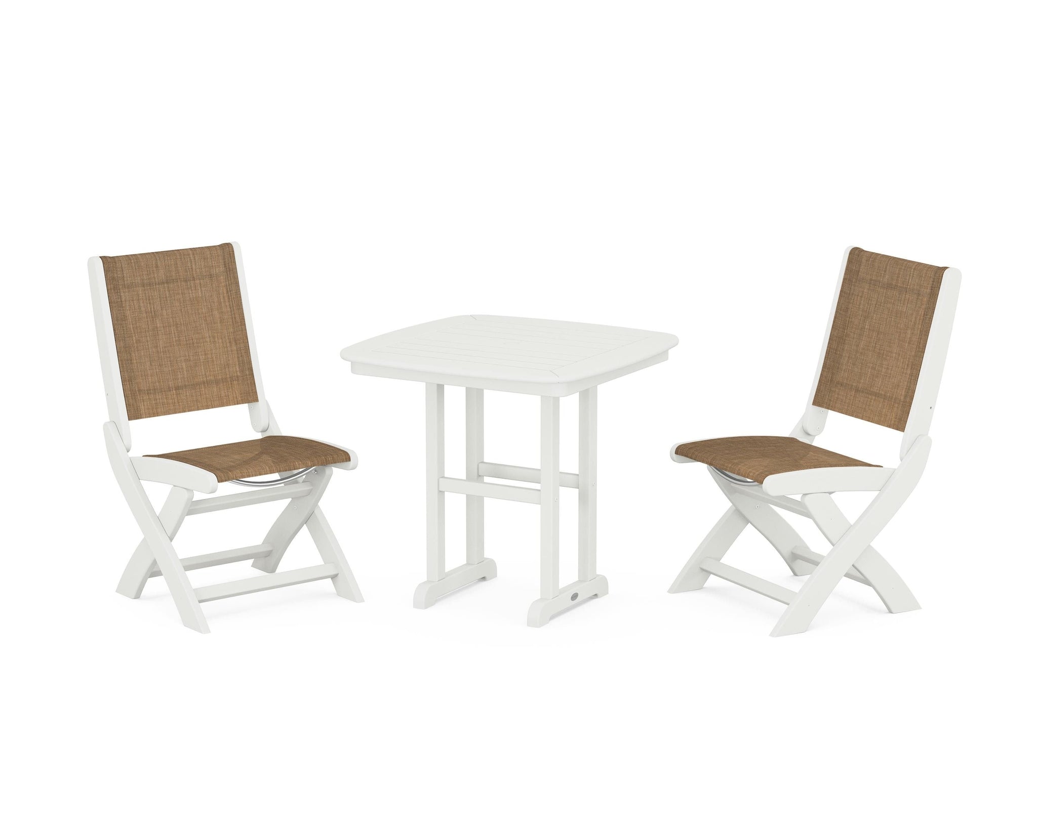 Coastal Folding Side Chair 3-Piece Dining Set