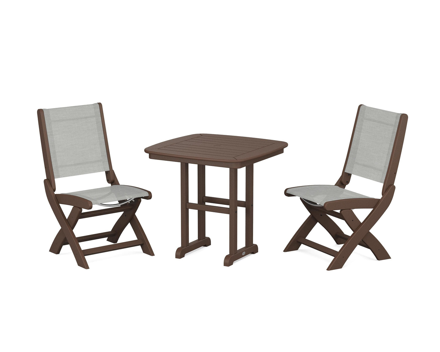 Coastal Folding Side Chair 3-Piece Dining Set