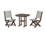 Coastal Folding Side Chair 3-Piece Dining Set