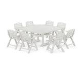 Nautical Lowback 9-Piece Square Dining Set with Trestle Legs